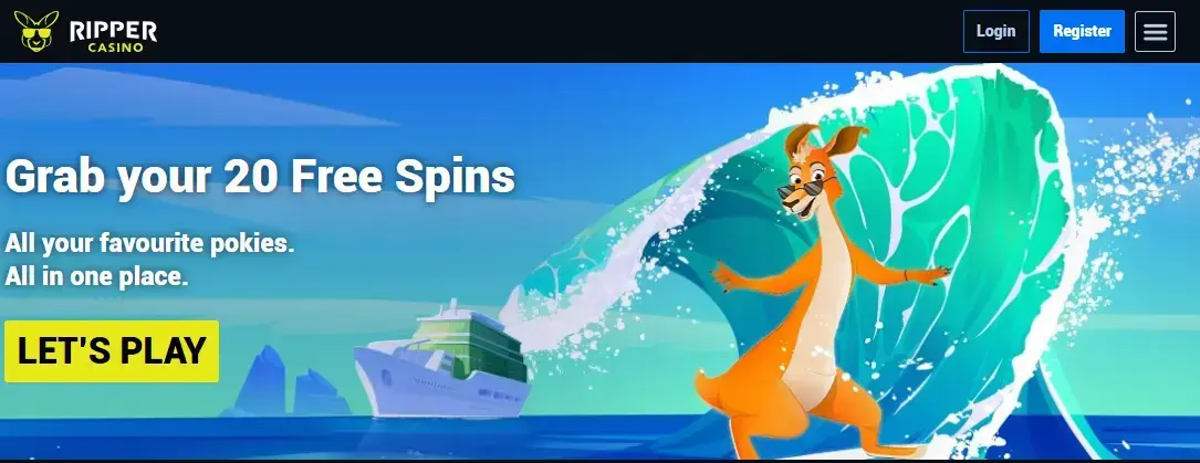 Current Ripper Casino homepage interface used for brand identification