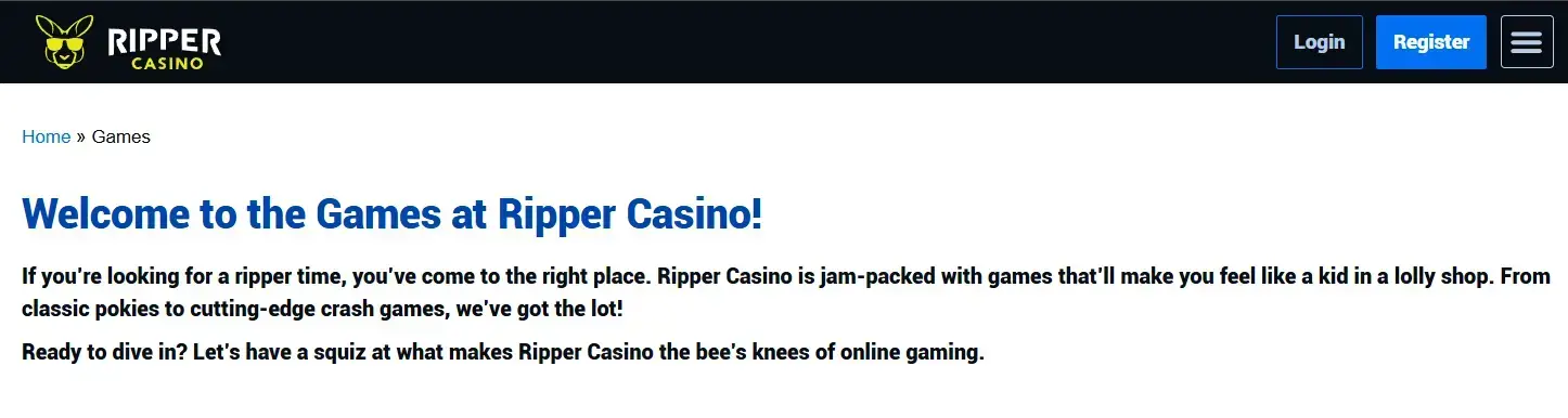 Current Ripper Casino live dealer or table-game interface showing a verified live category