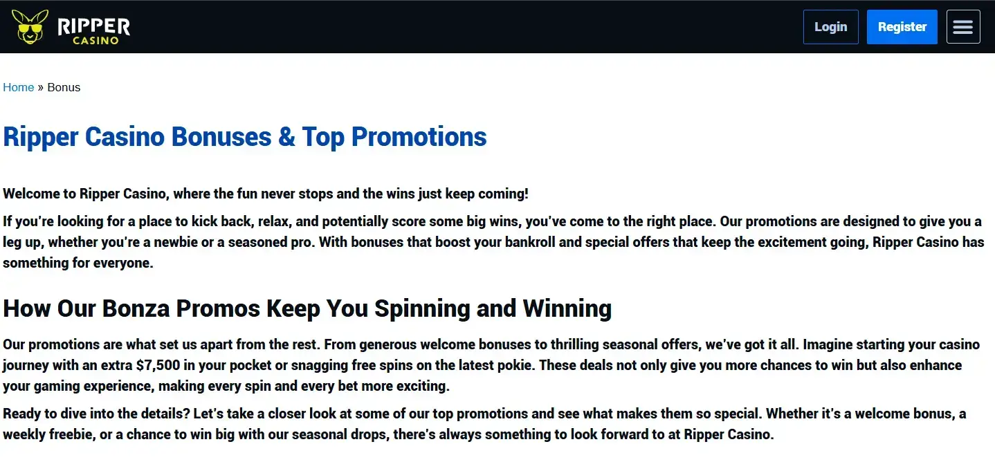 Evidence and editorial context for Ripper Casino Bonuses and Promotions for Australia | Ripper Casino Australia Guide